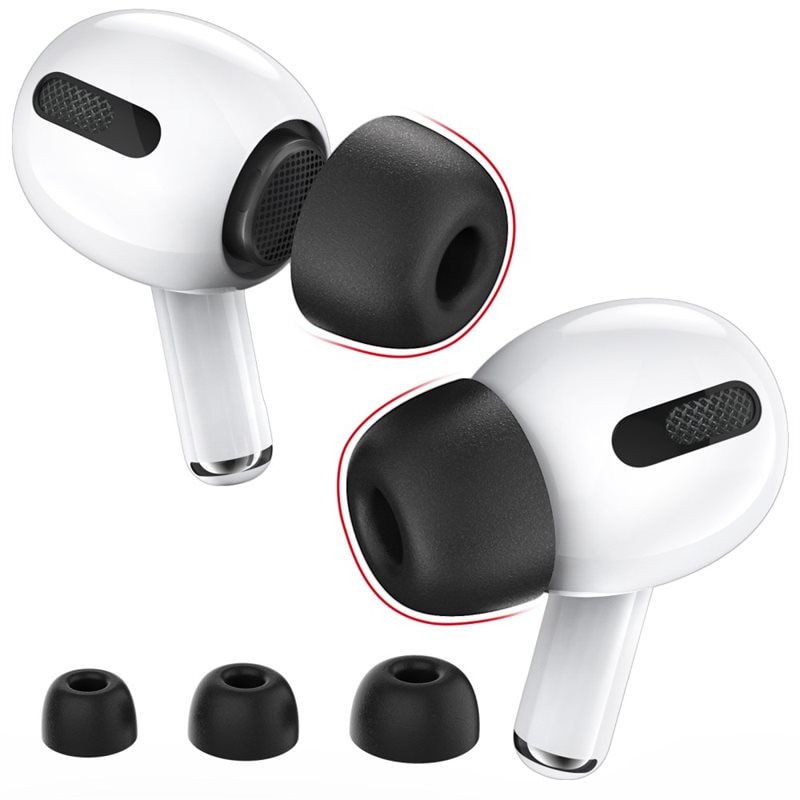 Ahastyle Memory Foam Ear Tips (3-pack) AirPods Pro 2 svart - Medium Memory Foam-ørepropper