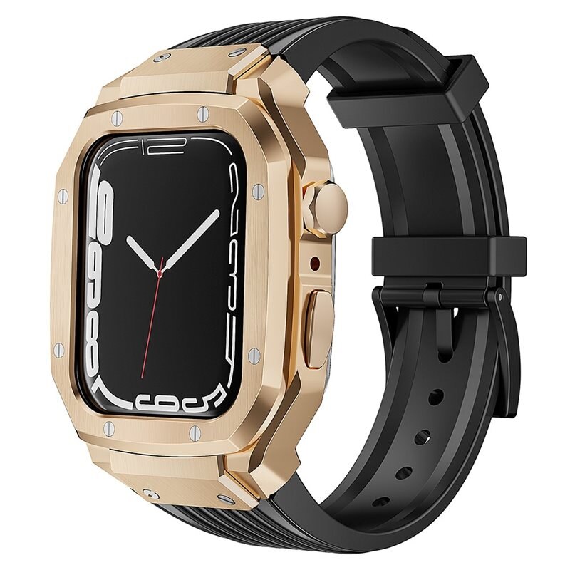 Apple Watch 45mm Series 7 Adventure Metalldeksel + Reim svart/rosegull
