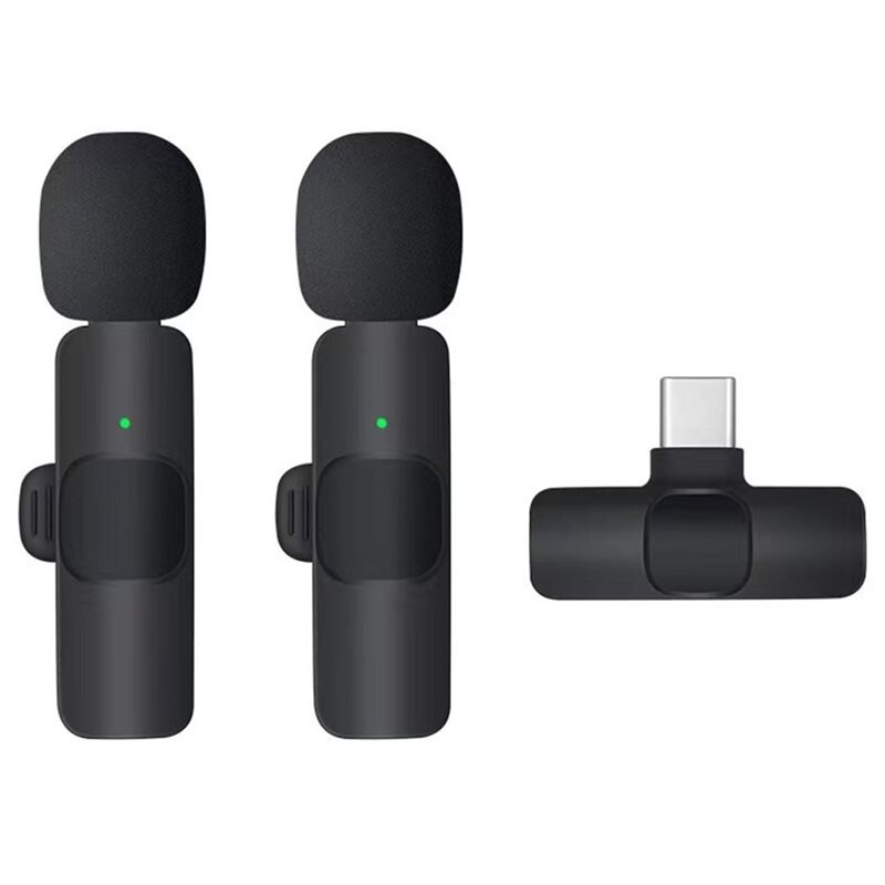 2 trådløse mikrofoner med USB-C-mottaker svart