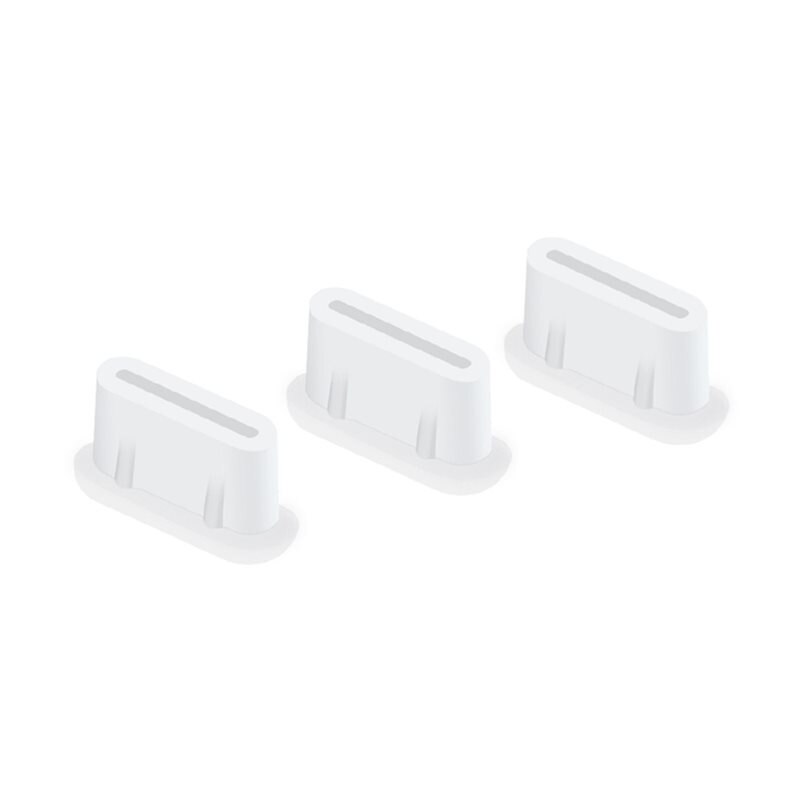 3-pack Dust Plug Silikon USB-C hvit - Støvpropp i Silikon for USB-C - Hold USB-C-porten ren