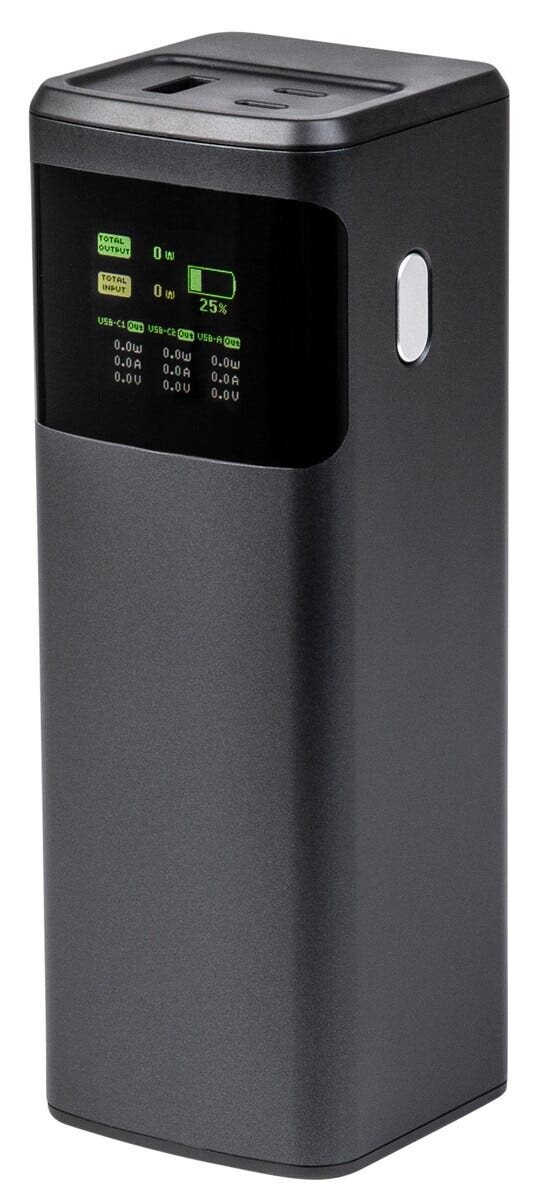 Clas Ohlson Powerbank med display 24000 mAh USB-A + USB-C 140W Svart