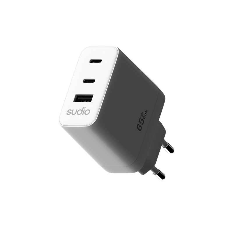 Sudio P3 Vegglader 65W 2 x USB-C + USB-A Hvit