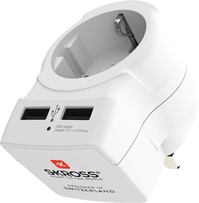 SKROSS Europeans Travel to the UK with 2 USB ports - Reiseadapter med 2 USB-porter