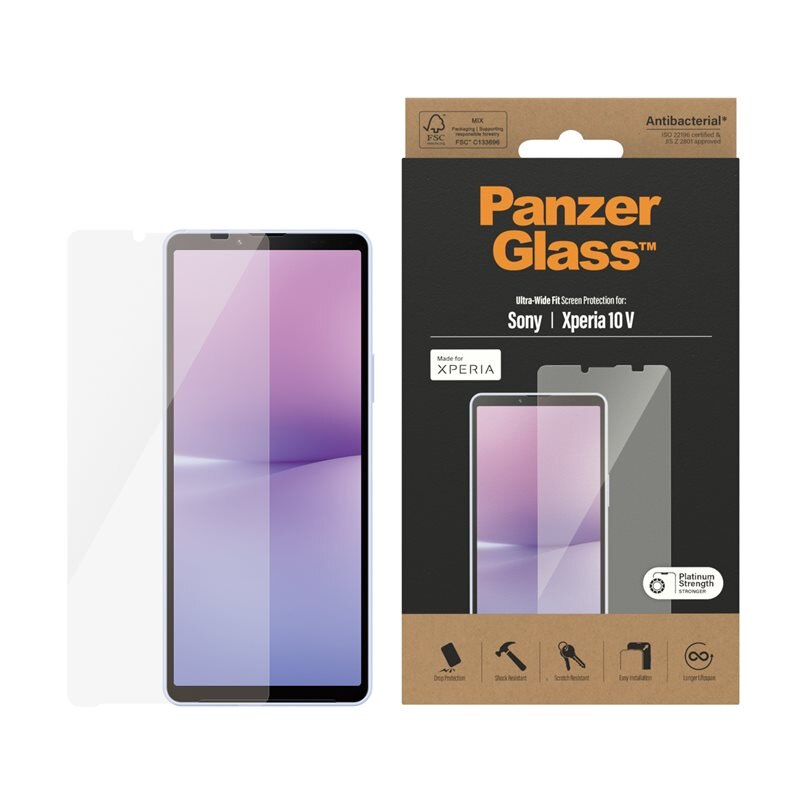 PanzerGlass Sony Xperia 10 V Screen Protector Ultra Wide Fit - Herdet glass skjermbeskytter - Klar beskyttelse for din skjerm