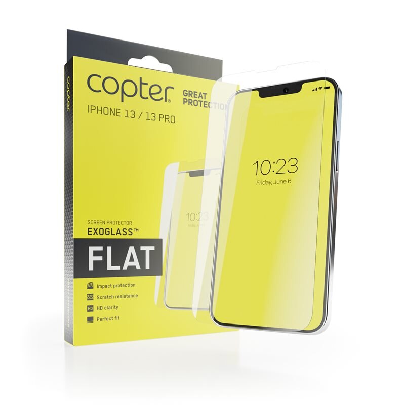 Copter Exoglass iPhone 13 - Herdet glass skjermbeskytter - Enkel installasjon