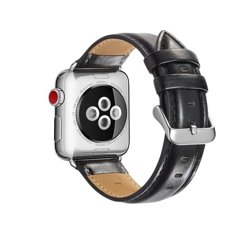 Premium Leather Watch Band Apple Watch 42mm Black - Klokkereim