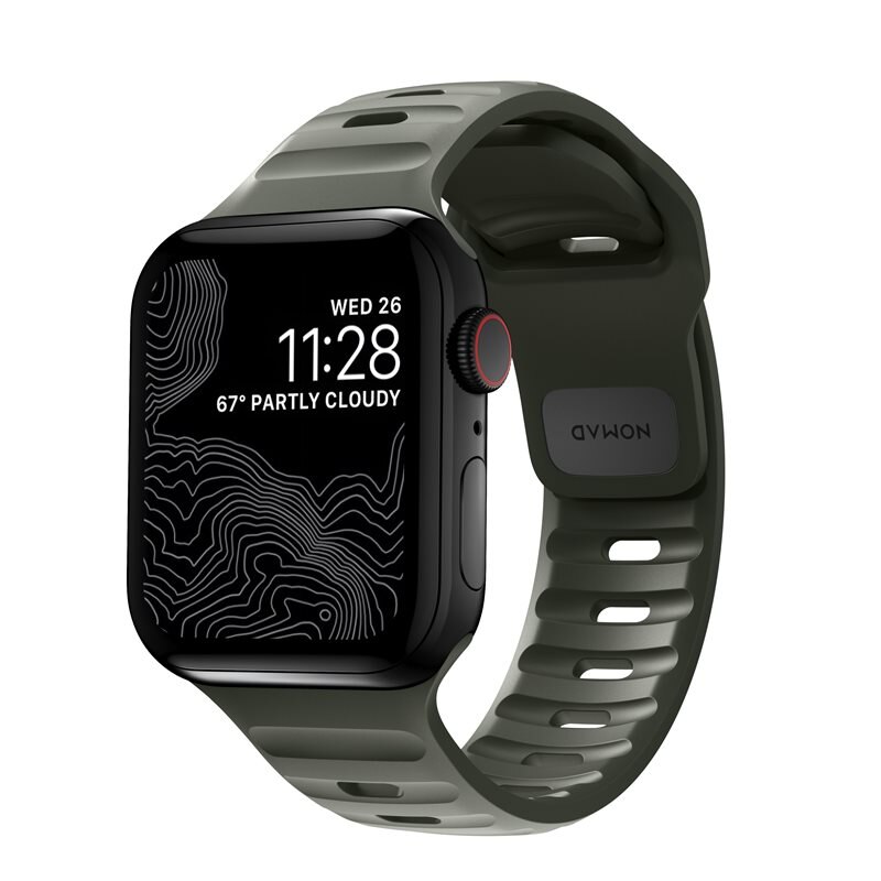 Nomad Apple Watch SE 44mm Sport Band Ash Green - Klokkereim - Sportsreim