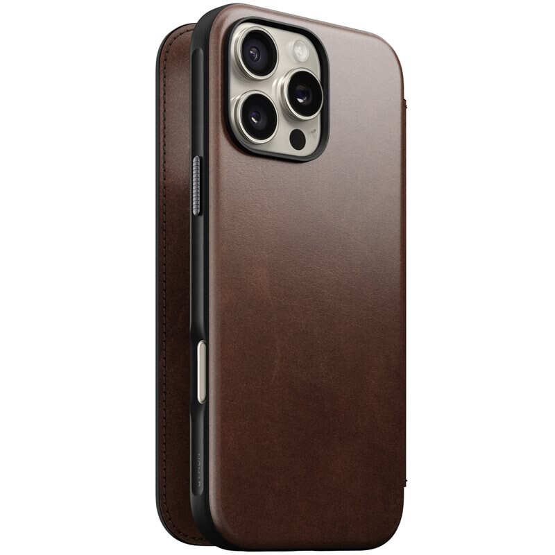 Nomad iPhone 16 Pro Max Modern Horween Leather Folio MagSafe Rustic Brown - Etui