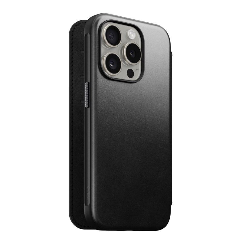 Nomad iPhone 15 Pro Modern Horween Leather Folio MagSafe Black - Etui
