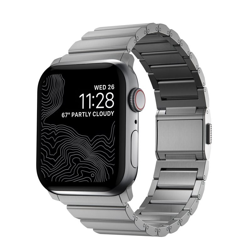 Nomad Titanium Band Apple Watch 44mm Silver - Klokkereim