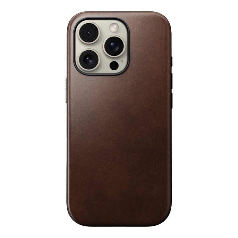 Nomad iPhone 16 Pro Modern Case Horween Leather MagSafe Rustic Brown - Deksel