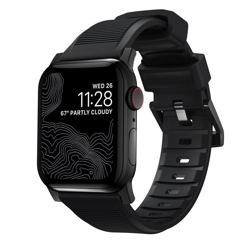 Nomad Apple Watch 44mm Rugged Band Black (Black Hardware) - Klokkereim