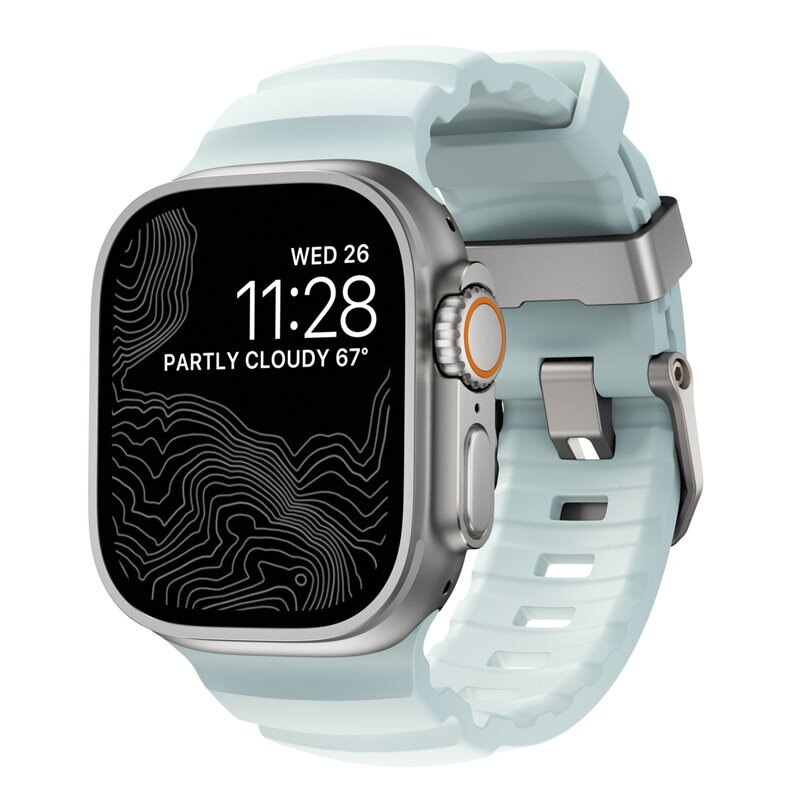 Nomad Apple Watch SE 44mm Rocky Point Band Icy Blue Glow (Natural Hardware) - Limited edition