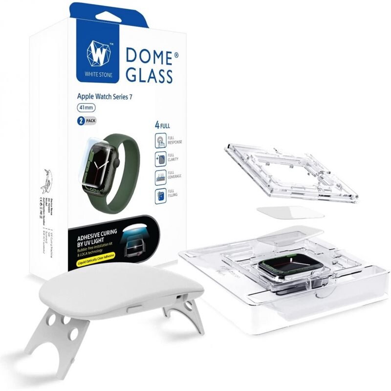 Whitestone Dome Glass Screen Protector Apple Watch 41mm Series 9 (2-pack) - Herdet glass skjermbeskytter