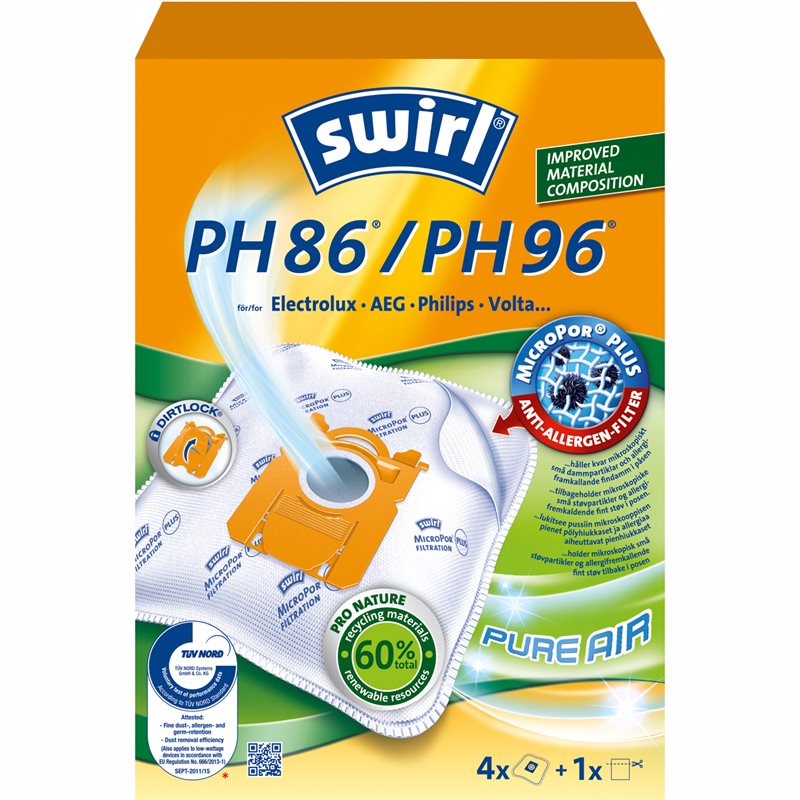 Swirl 4-pack Støvsugerpose PH86/PH96 Philips, AEG & Electrolux