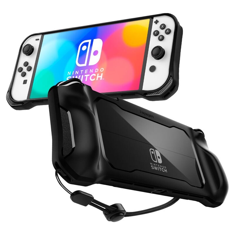 Spigen Nintendo Switch OLED Case Rugged Armor Black - Deksel