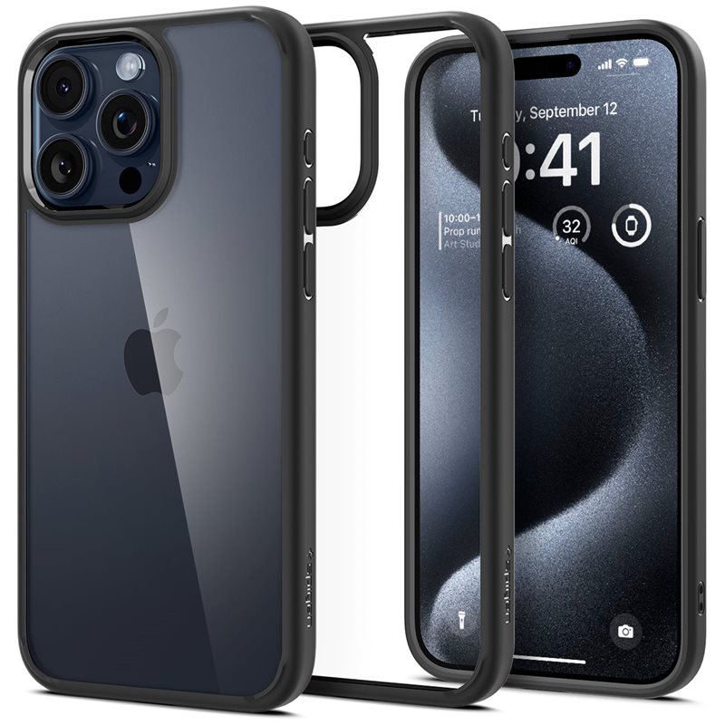 Spigen iPhone 15 Pro Max Case Ultra Hybrid Matte Black - Mobildeksel