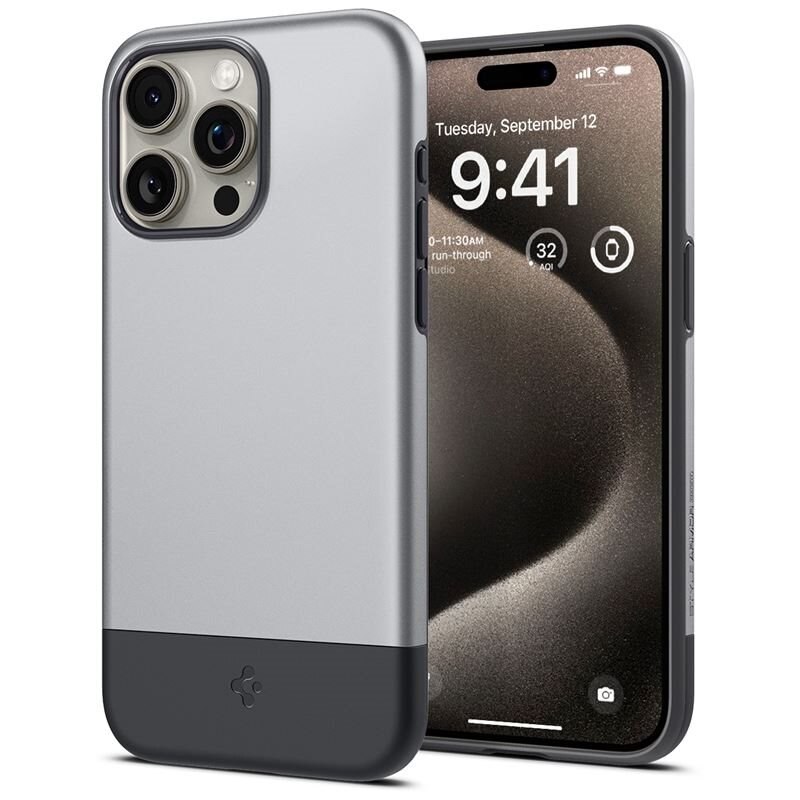 Spigen iPhone 15 Pro Max Deksel Style Armor MagSafe Silver