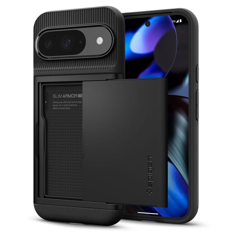 Spigen Google Pixel 9 Pro Case Slim Armor CS Black - Mobildeksel med praktisk kortspor