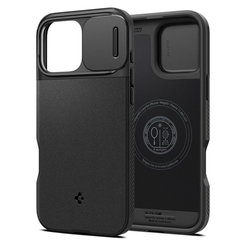 Spigen Optik Armor MagSafe iPhone 16 Pro Max Black - Mobildeksel med MagSafe og Kamerabeskyttelse