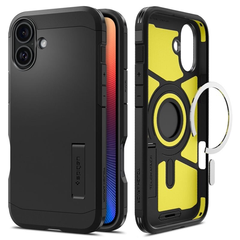Spigen iPhone 16 Case Tough Armor MagSafe Black - Mobildeksel med MagSafe
