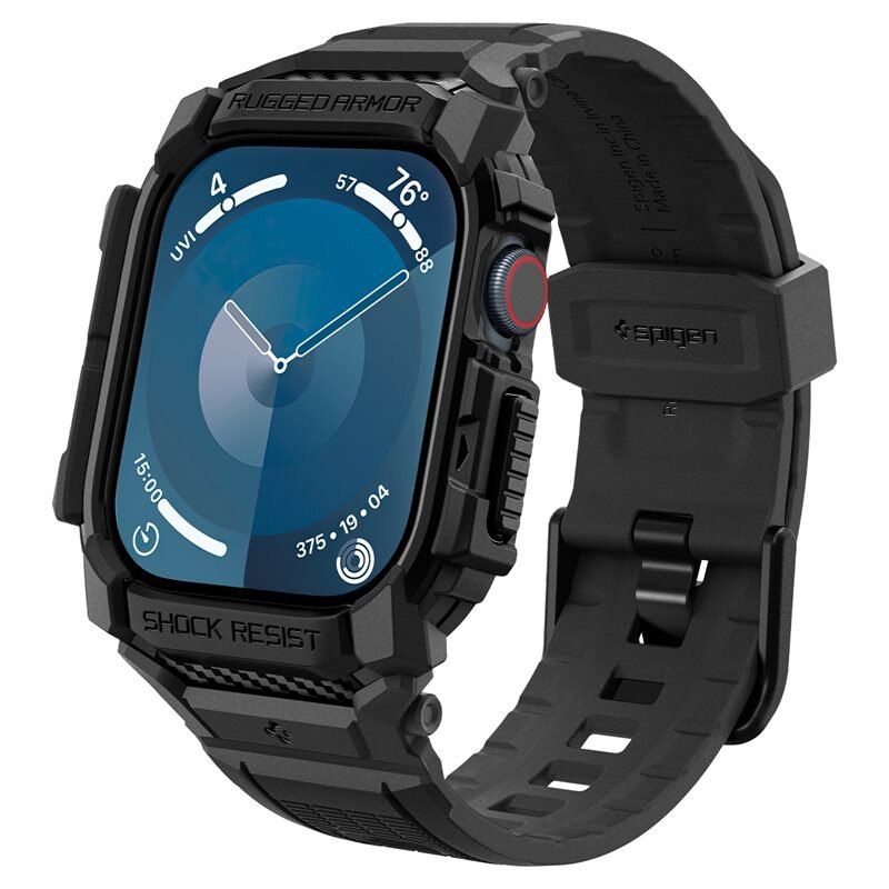 Spigen Apple Watch Series 10 46mm Case Rugged Armor Pro Black - Deksel til din smartklokke