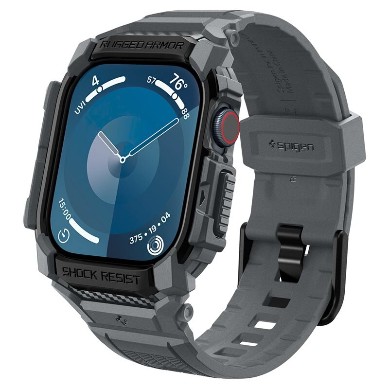 Spigen Apple Watch Series 10 46mm Case Rugged Armor Pro Dark Gray - Deksel til din smartklokke