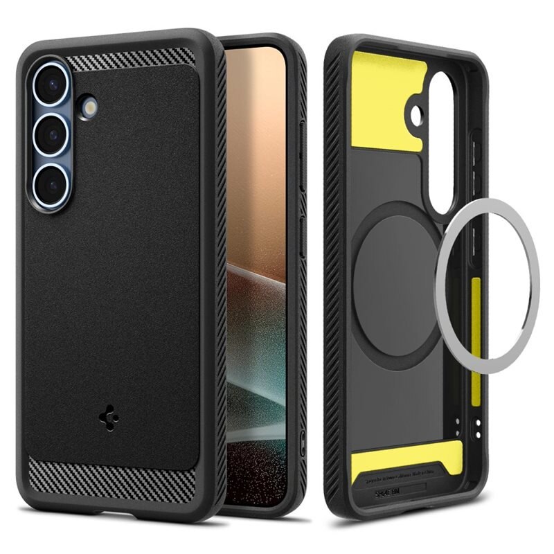 Spigen Samsung Galaxy S25 Case Rugged Armor MagSafe Black - Mobildeksel med MagSafe