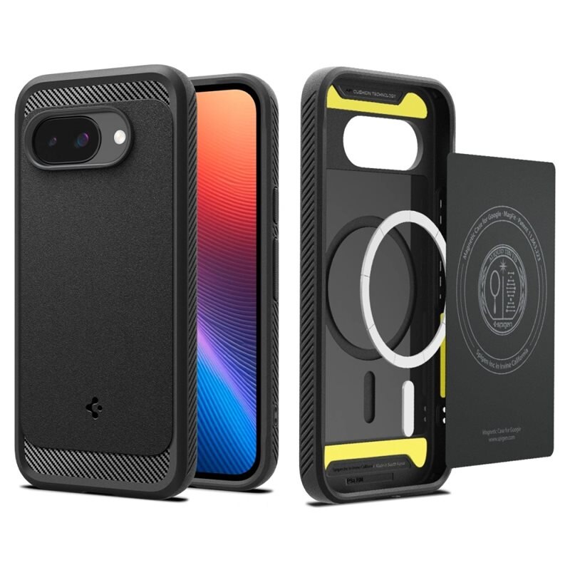 Spigen Google Pixel 9a Case Rugged Armor MagSafe Black - Mobildeksel med MagSafe