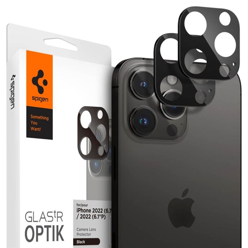 Spigen iPhone 16 Pro Optik Lens Protector Black (2-pack) - Herdet glass linsebeskytter - Beskytt dine linser med kvalitetsglass