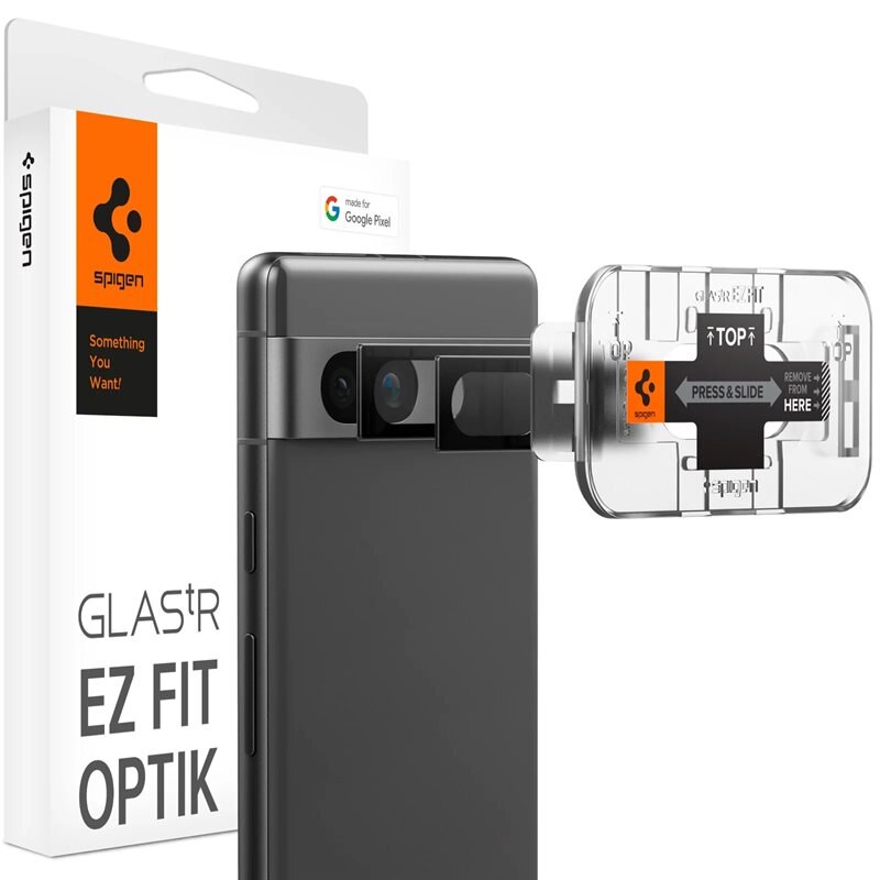 Spigen Google Pixel 7a EZ Fit Optik Lens Protector (2-pack) Black - Herdet glass linsebeskytter med monteringsramme - Enkel installasjon