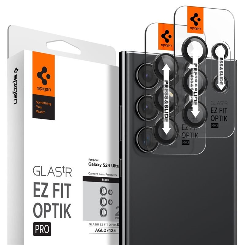 Spigen Samsung Galaxy S24 Ultra EZ Fit Optik Pro Lens Protector (2-pack) - Herdet glass linsebeskytter med monteringsramme - Enkel installasjon