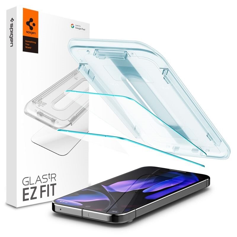 Spigen Google Pixel 9 Pro XL Screen Protector GLAS.tR EZ Fit (2-pack) - Herdet glass skjermbeskytter med monteringsramme - Enkel installasjon