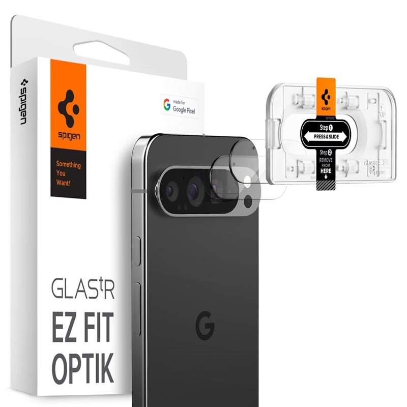 Spigen Google Pixel 9 Pro XL EZ Fit Optik Lens Protector (2-pack) - Herdet glass linsebeskytter med monteringsramme - Enkel installasjon