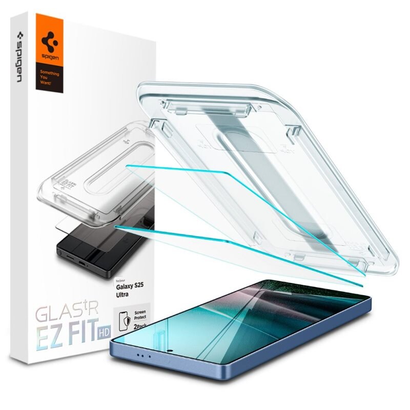 Spigen Samsung Galaxy S25 Ultra Screen Protector GLAS.tR EZ Fit (2-pack) - Herdet glass skjermbeskytter med monteringsramme - Enkel installasjon