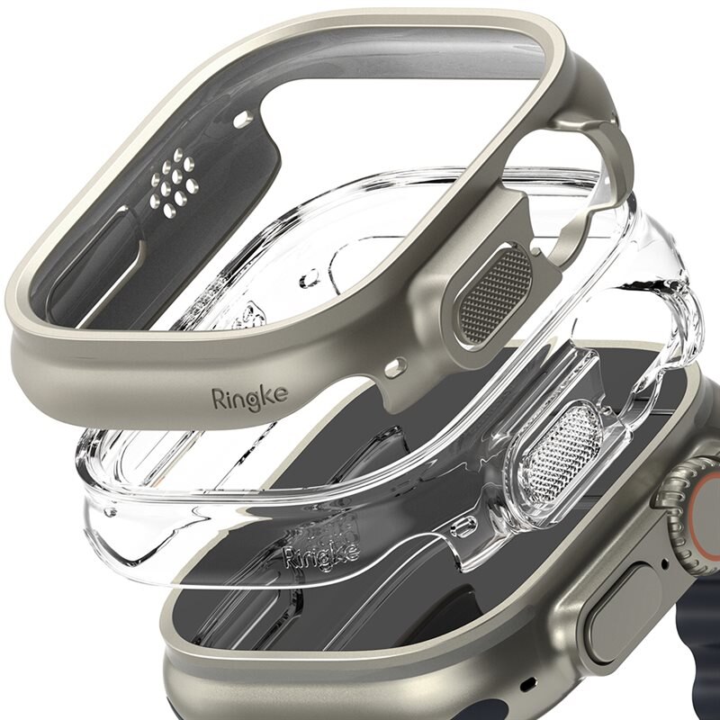 Ringke Slim Case (2-pack) Apple Watch Ultra 49mm 1st Gen Titanium Gray/Clear - Deksel til din smartklokke