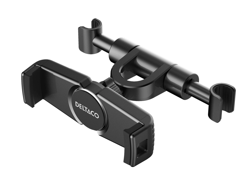 Deltaco Tablet- og mobilholder for nakkestøtte svart