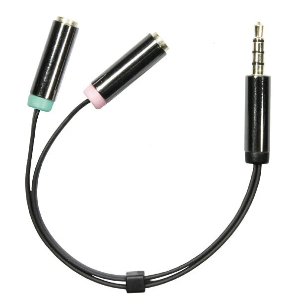 Deltaco Adapter 3,5 mm hann til 2x hunn svart