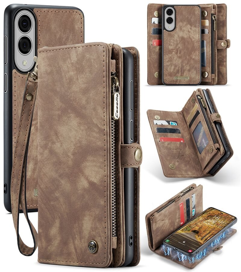 CaseMe Multi-slot Lommeboksetui Samsung Galaxy S25 Edge Brun - Mobildeksel med ekstra mange kortplasser - Kortholder