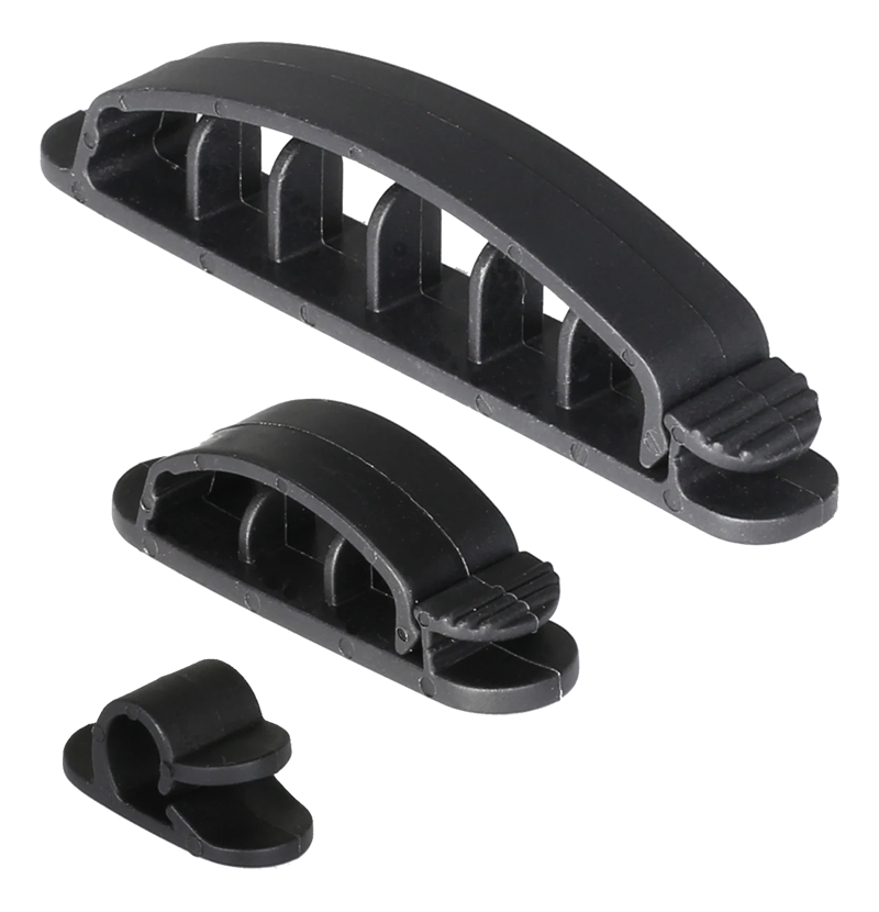 Deltaco Selvkl adhesive kabelklemmer (10-pack) svart
