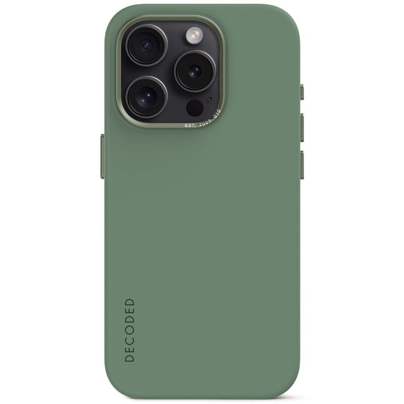 Decoded AntiMicrobial Silicone Back Cover iPhone 15 Pro Sage Leaf - Deksel