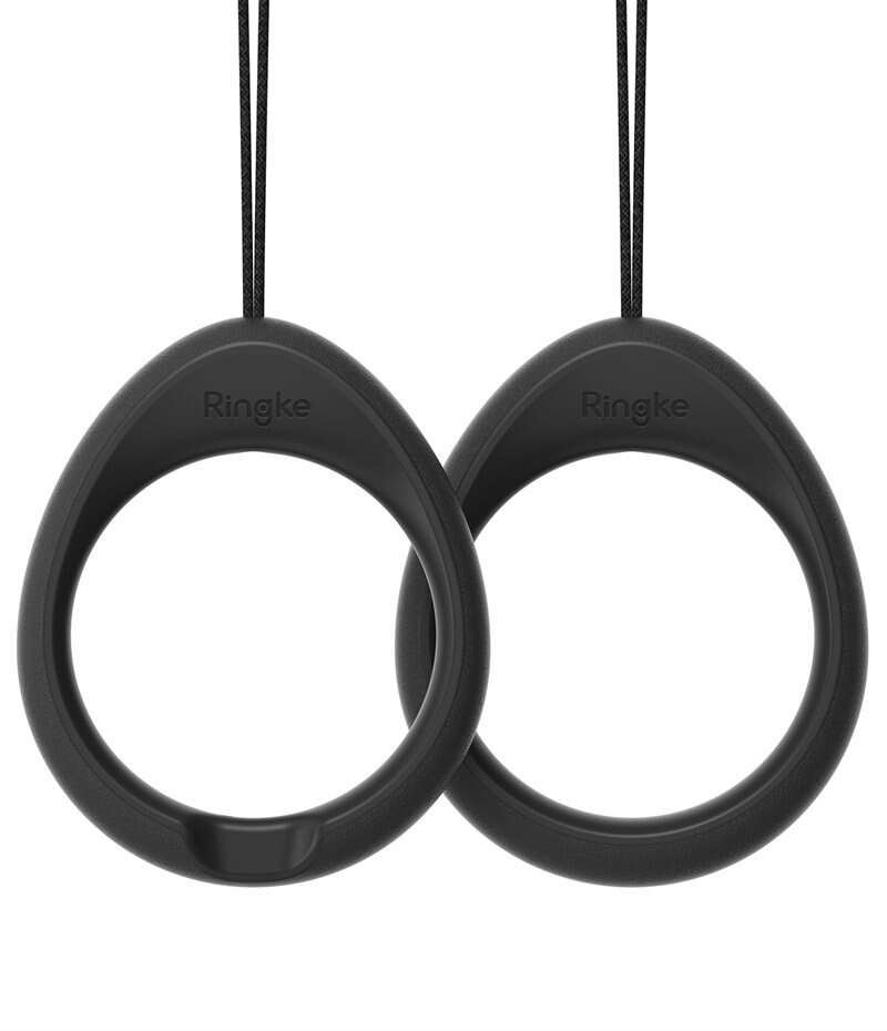Ringke 2-Pack Finger Ring Strap Black - For et mer stabilt og behagelig grep på telefonen, øreproppene eller kameraet