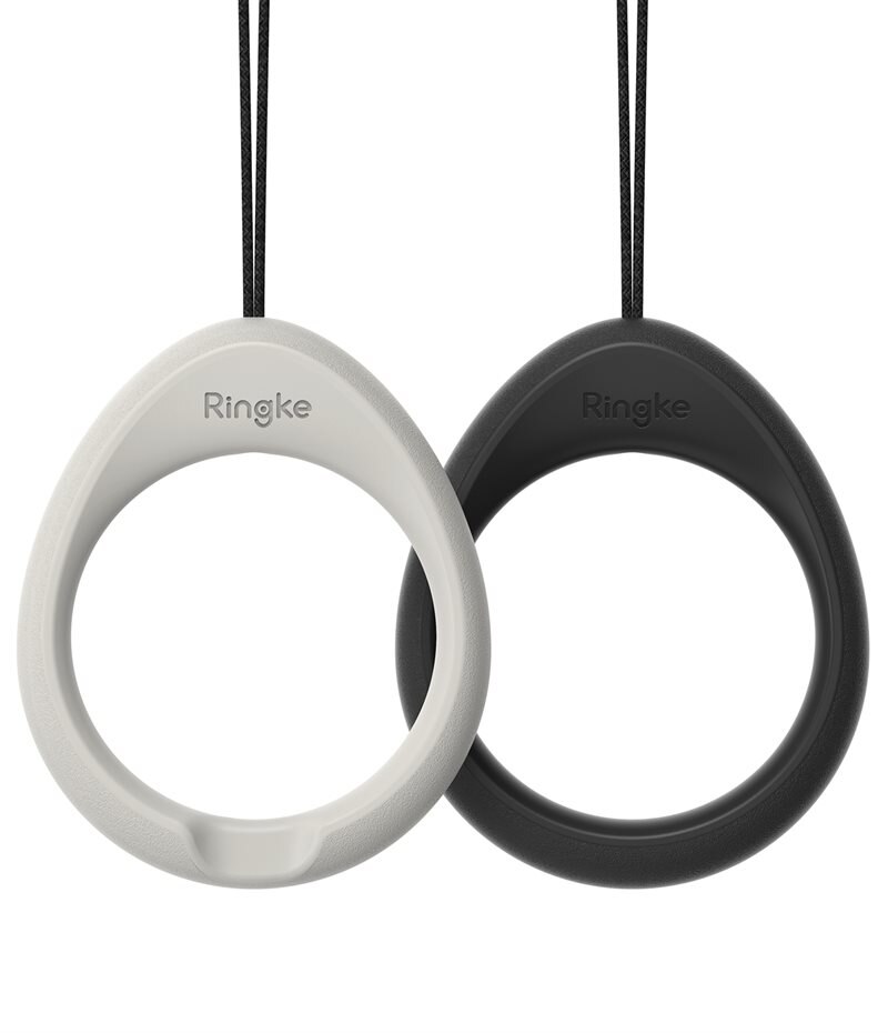 Ringke 2-Pack Finger Ring Strap Light Gray/Black - For et mer stabilt og behagelig grep på telefonen, øreproppene eller kameraet