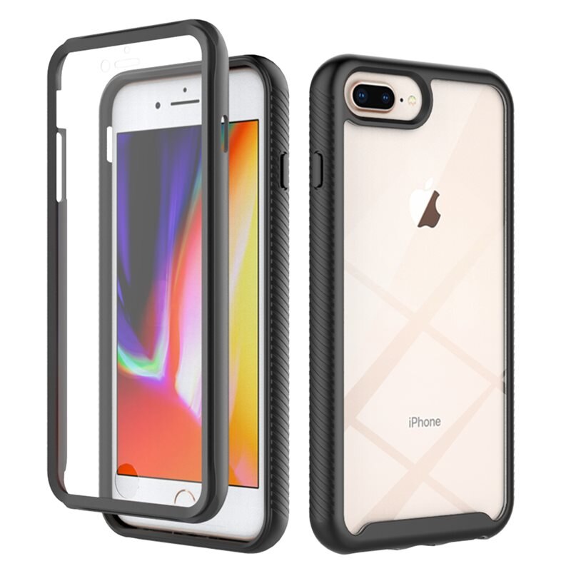Full Protection Case iPhone 6 Plus/6S Plus/iPhone 7 Plus/iPhone 8 Plus Svart - Heldekkende deksel med skjermbeskyttelse