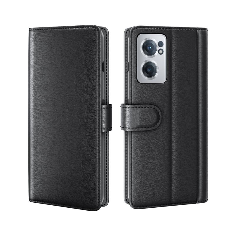 Ekte Lærveske OnePlus Nord CE 2 5G Svart - Stilfullt lommeboketui med plass for sedler og kort