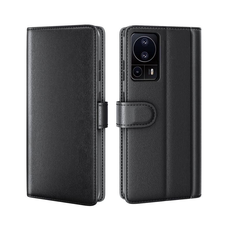 Ekte Lærveske Xiaomi Poco X6 Pro Svart - Stilfullt lommeboketui med plass for sedler og kort
