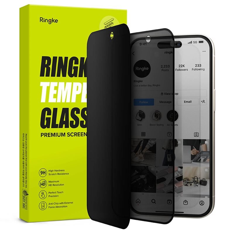 Ringke Privacy Screen Protector Glass iPhone 15 Pro Max - Skjermbeskytter - Personvernbildebeskytter