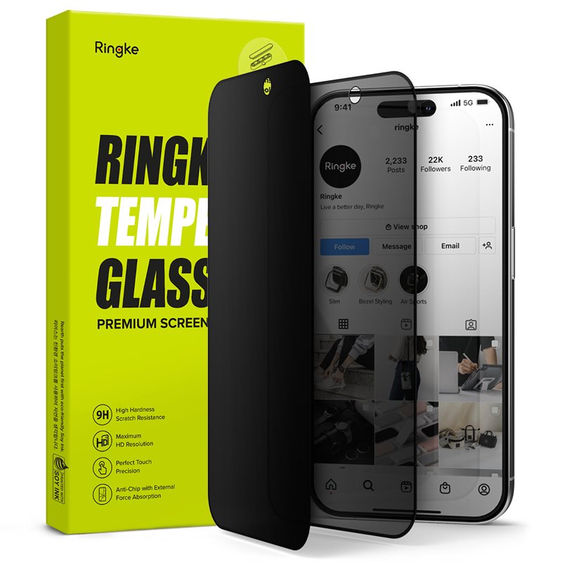 Ringke Privacy Screen Protector Glass iPhone 15 Pro - Skjermbeskytter - Personvernbildebeskytter