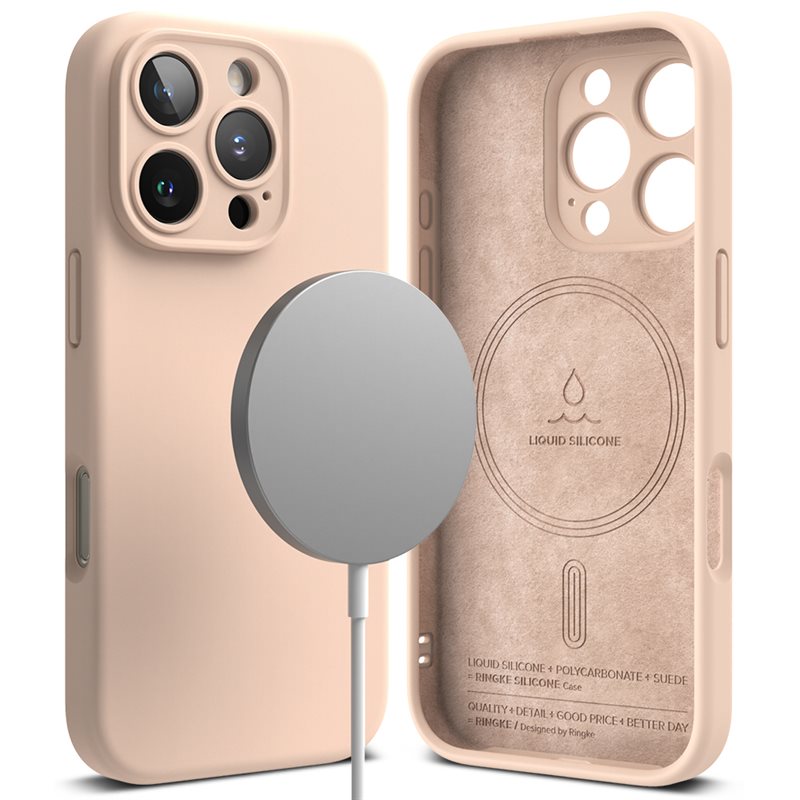Ringke Silicone Magnetic Case iPhone 16 Pro Max Pink Sand