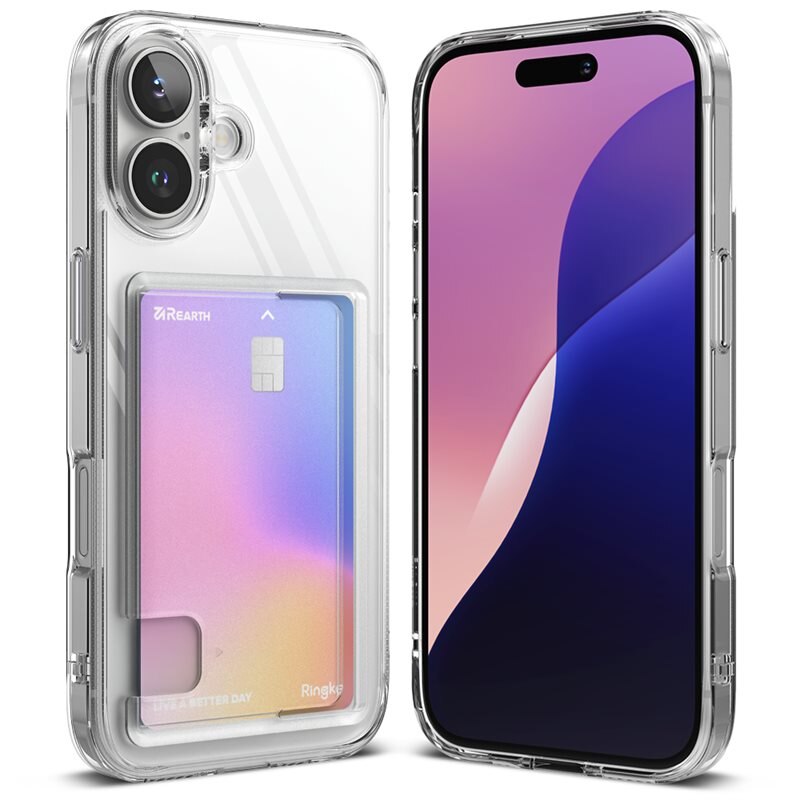 Ringke Fusion Card Case iPhone 16 Gjennomsiktig - Mobildeksel med praktisk kortspor